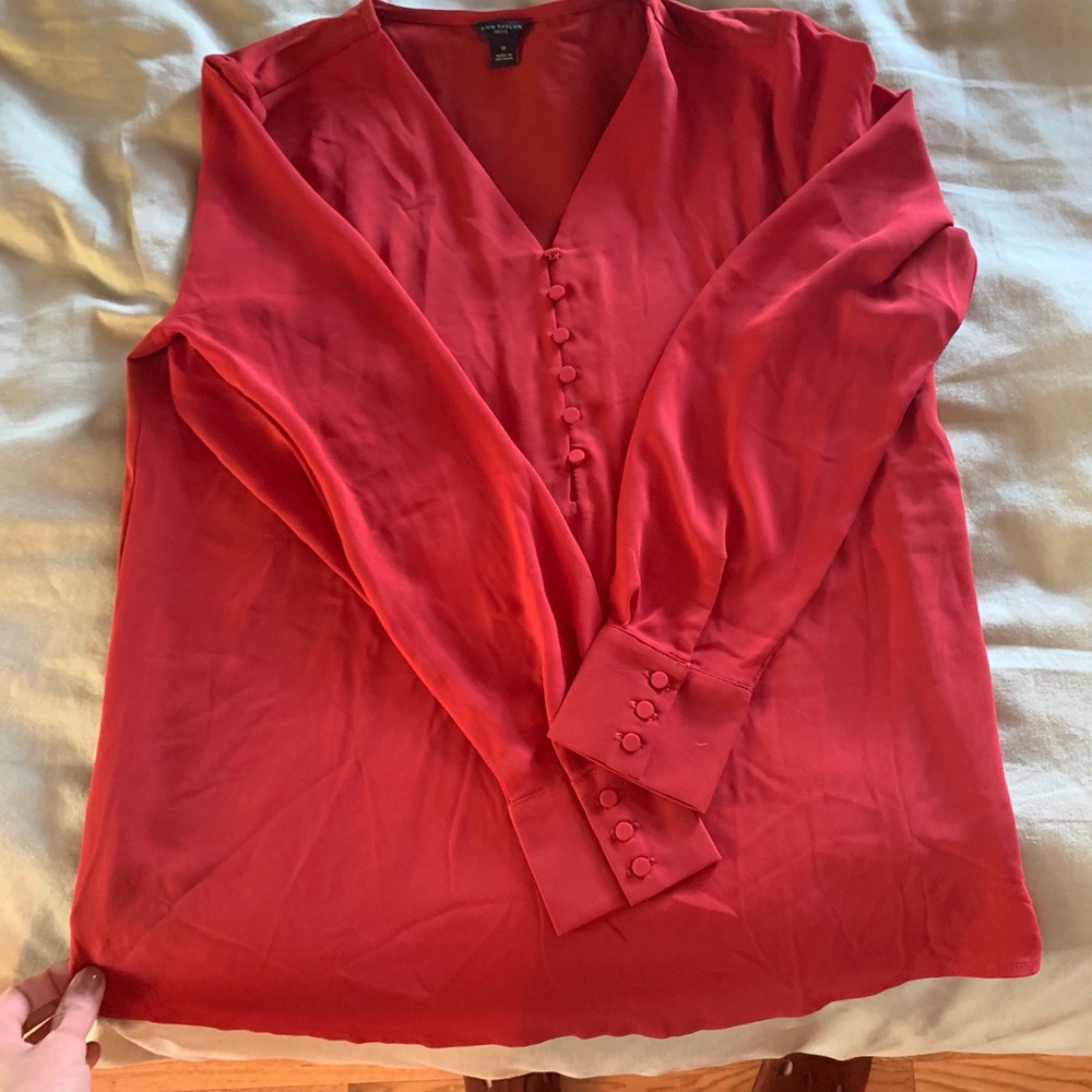 Ann Taylor red blouse